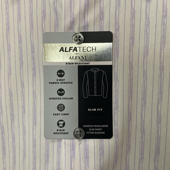 Men’s Alfani Slim Fit AlfaTech Stain Resistant Button Down Shirt Size M - Picture 3 of 9